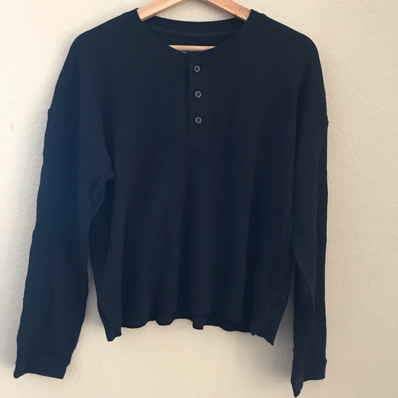 Everlane XXS Black Grey Canvas Waffle Henley Trio - Picture 2 of 10